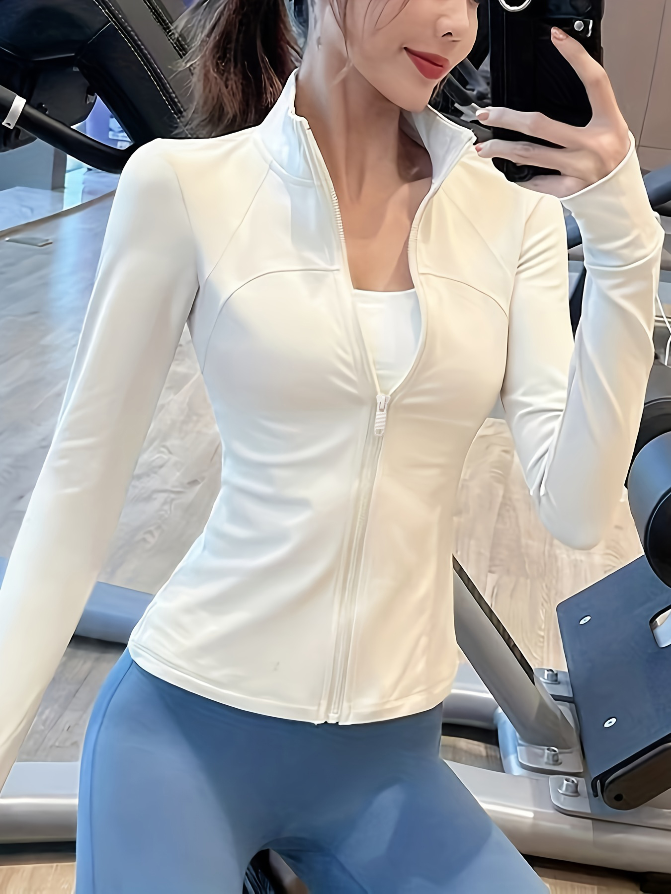 Yoga Fitness Jacket - Women's Solid Color Small Stand Collar
