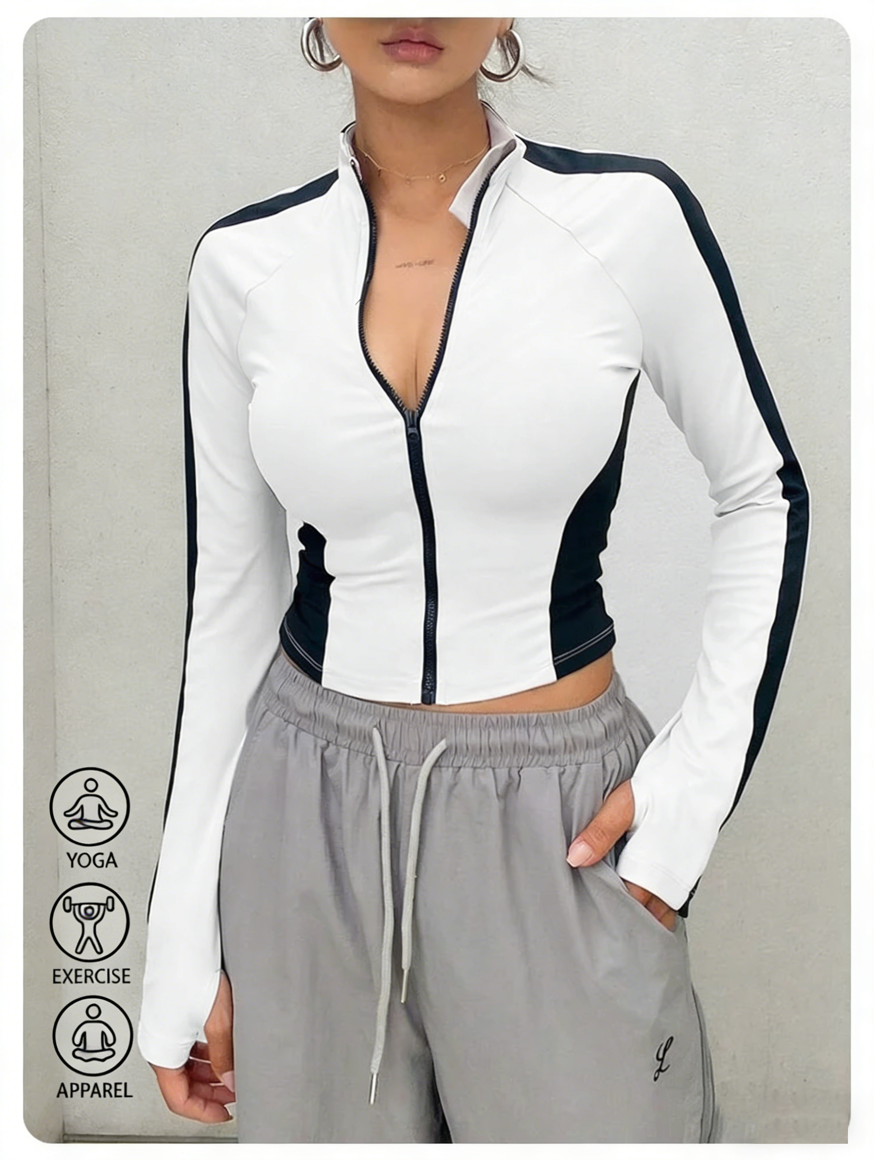 Yoga Fitness Jacket - Yoga Clothes Stand Up Collar Jacket