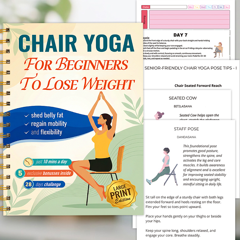Yoga Fitness Journal - Chair Yoga Exercise Notebook 32 Page