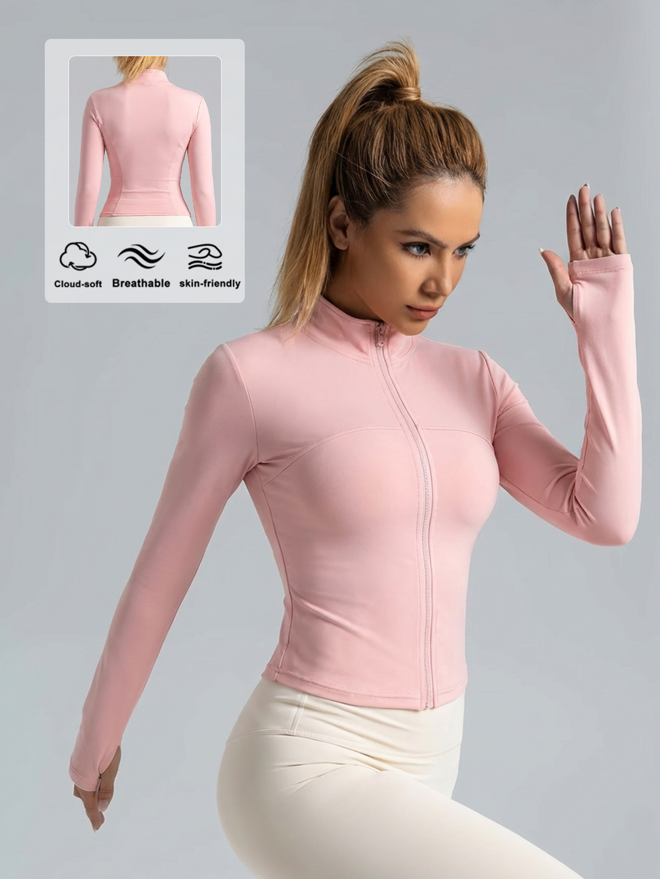 New Women Light pink Yoga Coat - Yoga Fitness Jacket recension och pris