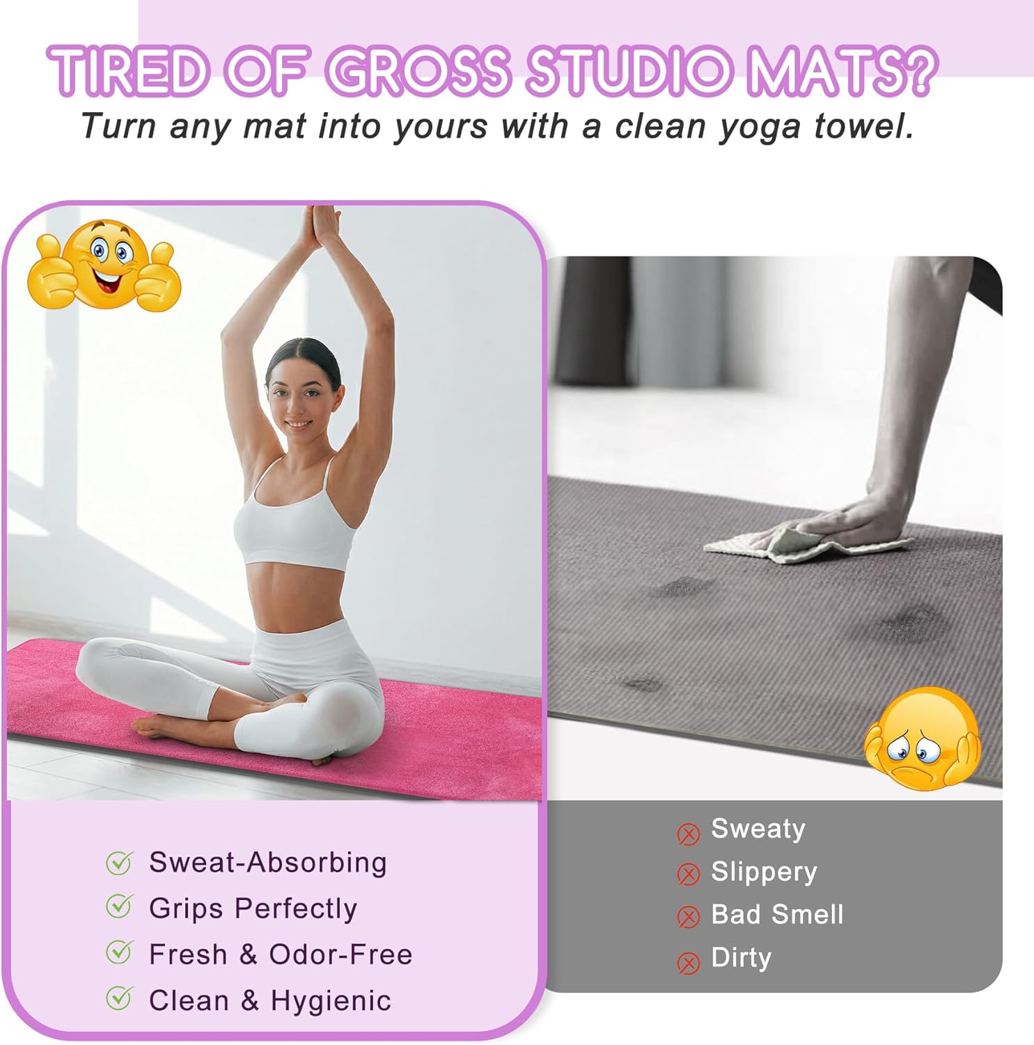 Yoga Mat Towel, Extra Thick 60 - Fitness Yoga Pilates recension och pris