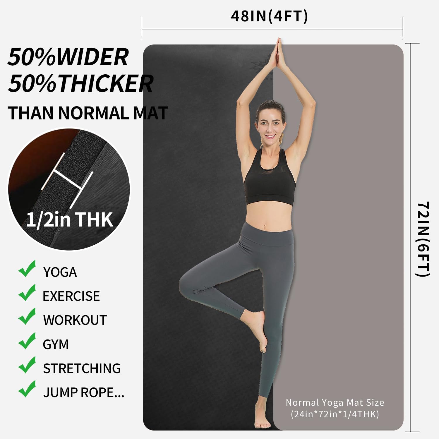 Extra Thick TPE Yoga Mat 6'x4' - Thick Yoga Mat recension och pris
