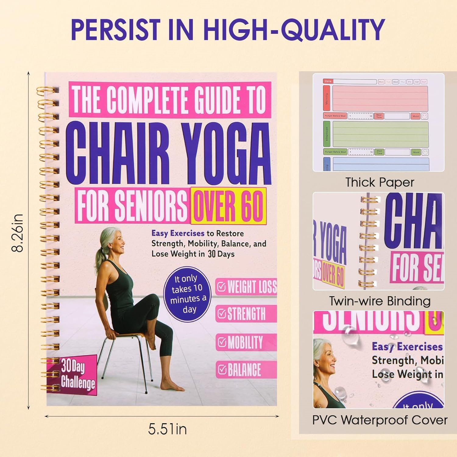 1pcs Chair Yoga Fitness Guide  - Yoga Fitness Journal recension och pris